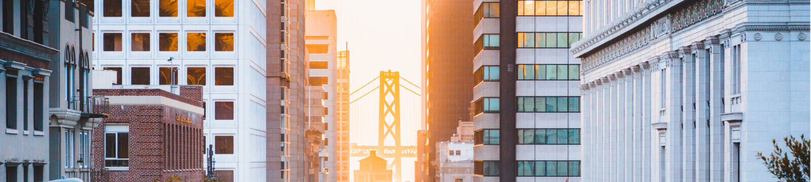 A view of downtown buildings with bridge