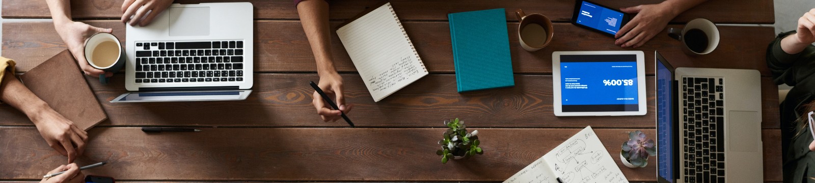 desk with work supplies